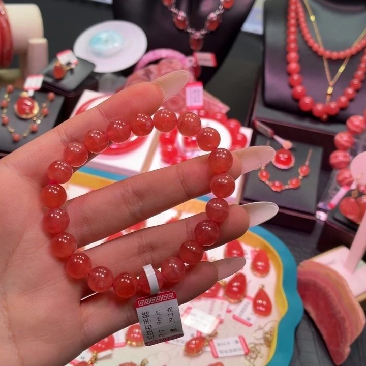 菱锰矿（红纹石）未镶嵌手串冰种9mm