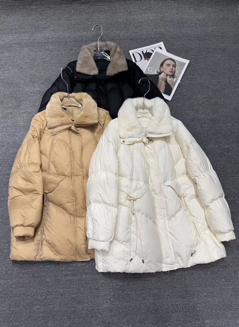 283065-1拉链拼接中长款长袖女士长款可拆卸收腰休闲