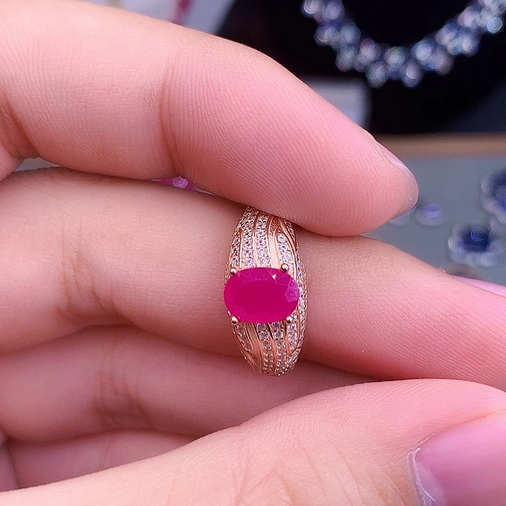 红宝石银S925镶嵌戒指