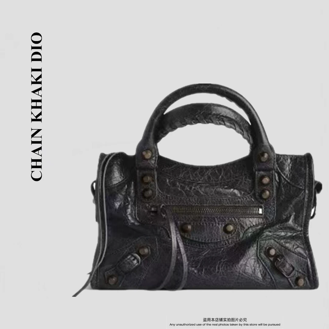 黑银山机车小号包包头层牛皮油蜡爆裂纹手提包复古单肩包斜挎小包