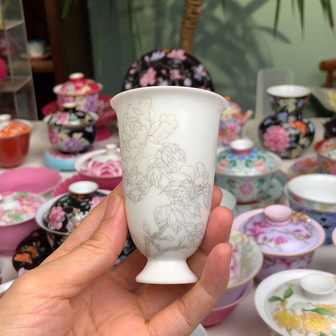 钱***妹手工闻香牡丹主人杯