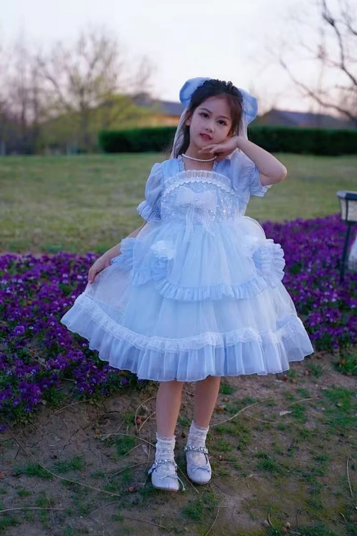 69-听号下单儿童碎花蓬蓬裙夏季卡通短袖洋气连衣裙甜美公主裙