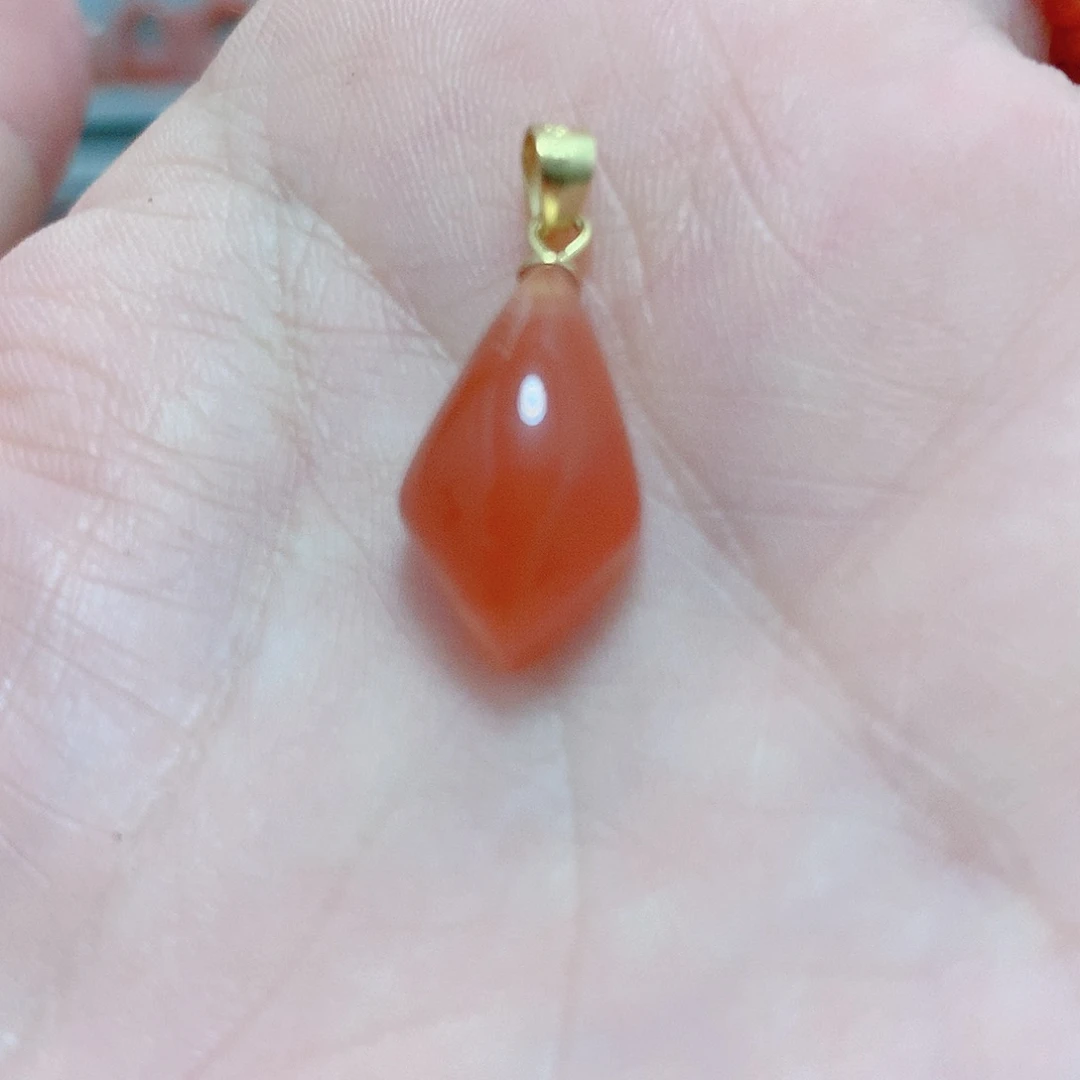 南红玛瑙银S925镶嵌吊坠(不含链)