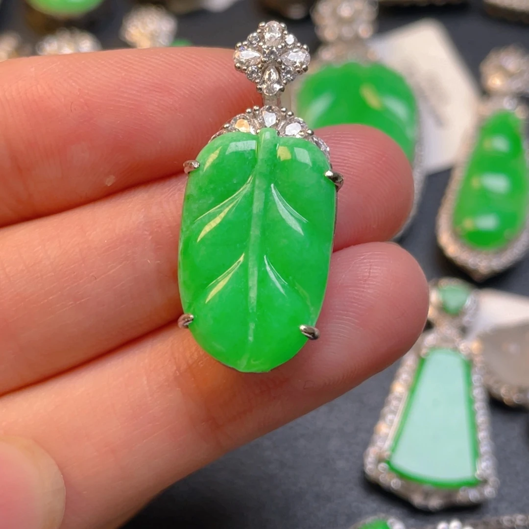 吊坠(不含链)银S925镶嵌翡翠