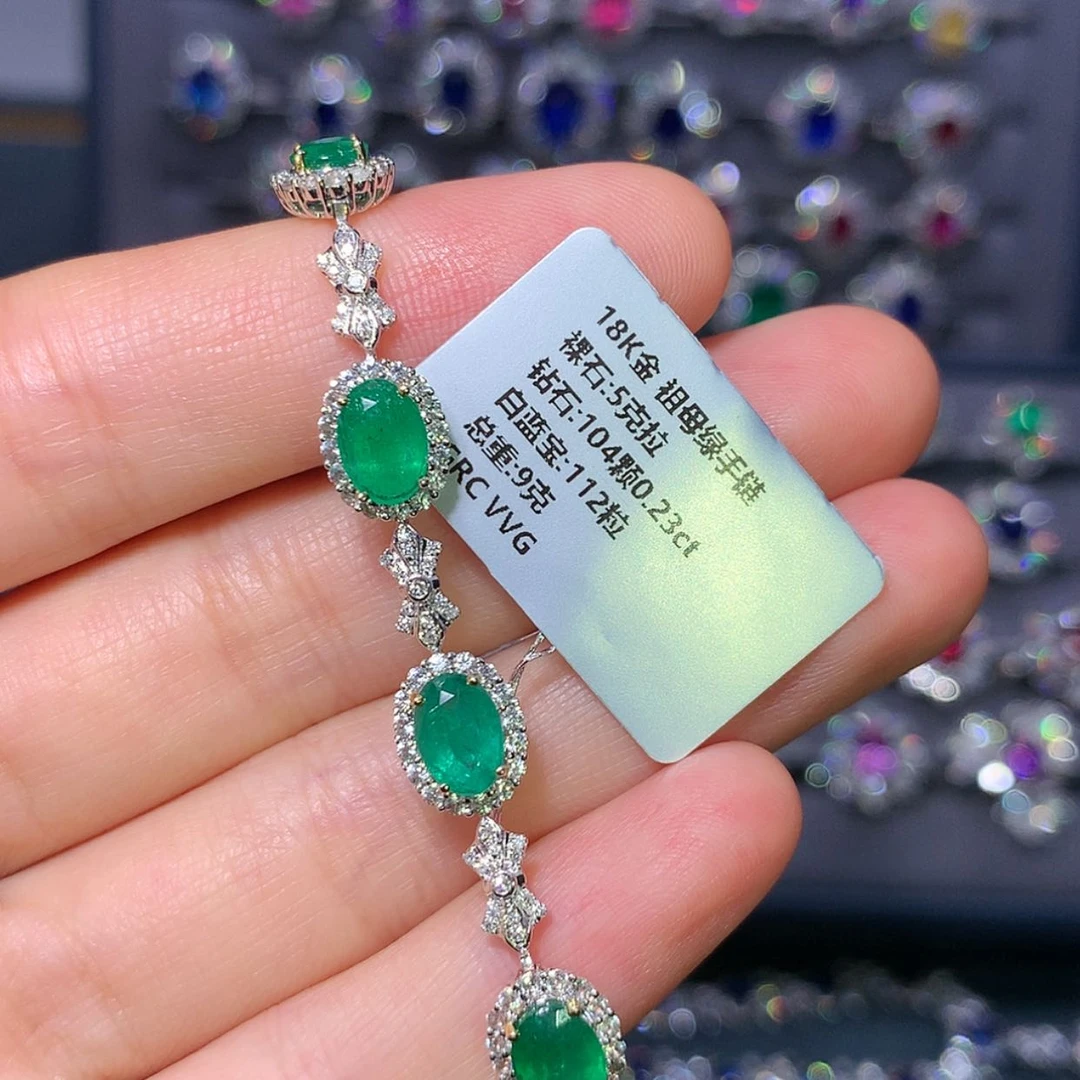 【闪购商品】手链18K金镶嵌祖母绿