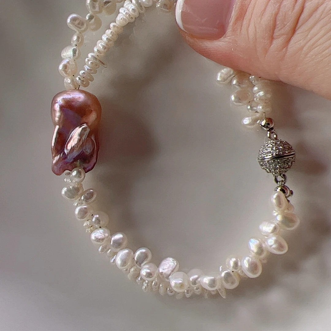 淡水珍珠手绳合金