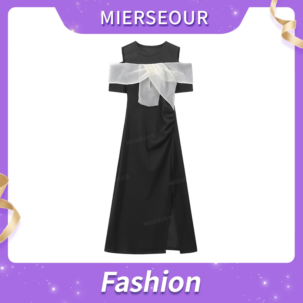 【缪斯之语】御姐风露肩设计修身连衣裙3015