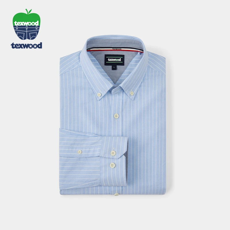 萍果牌TEXWOOD【多色可选】男士衬衫新款长袖衬衣中式条纹商务上衣