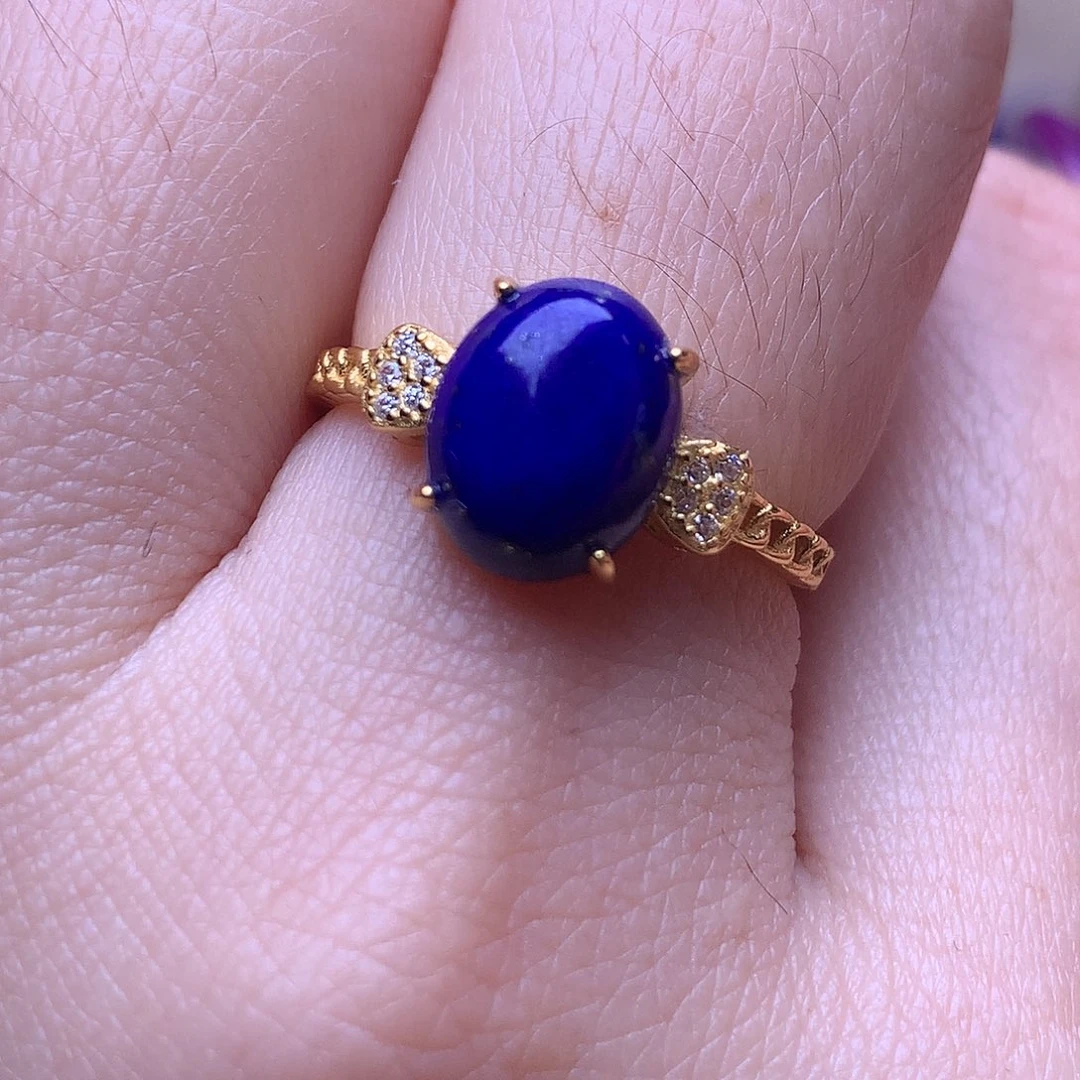 青金石银S925镶嵌戒指