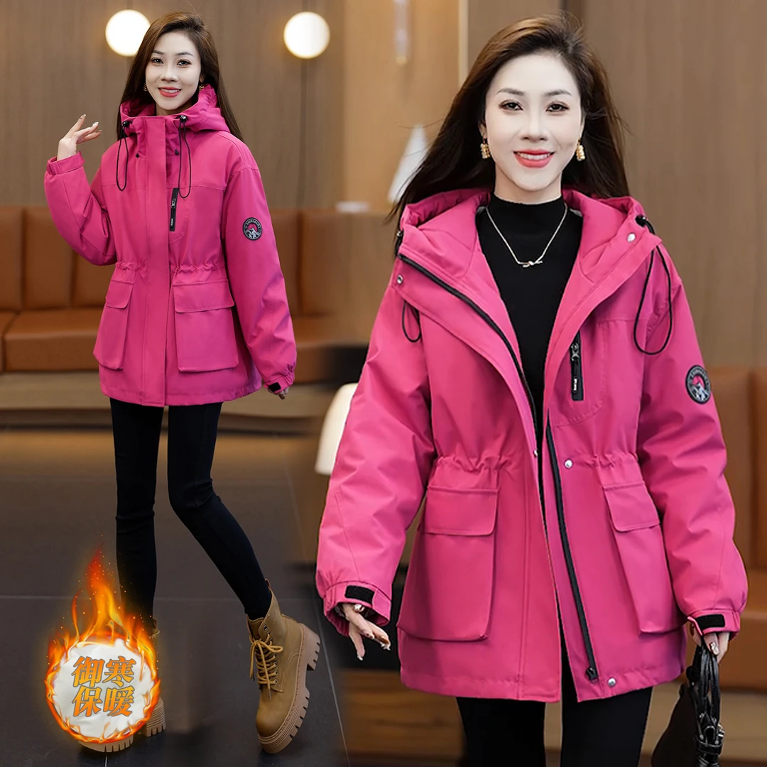 时尚休闲羽绒派克服2025冬季新款洋气百搭保暖户外冲锋衣连帽外套