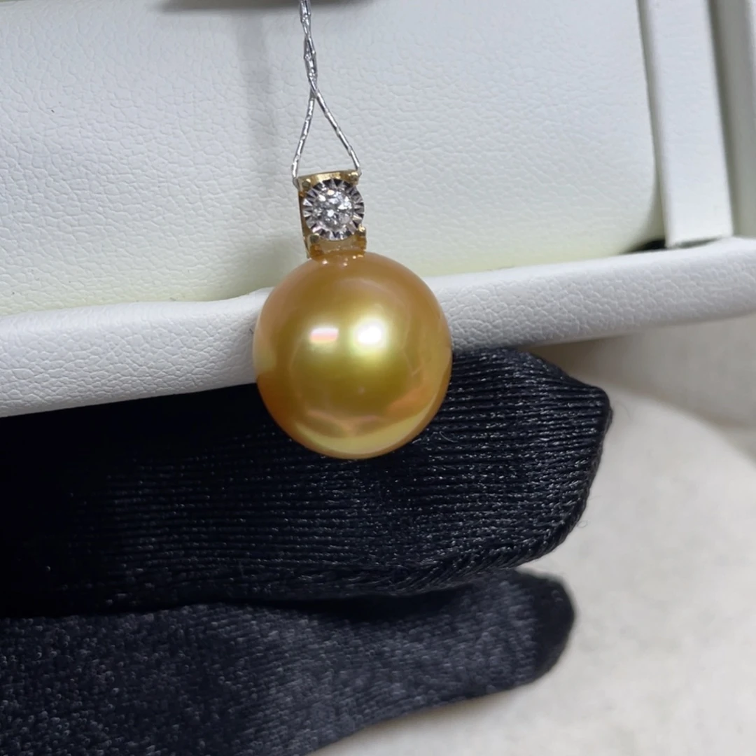 海水珍珠吊坠(不含链)18K金镶嵌12.3mm