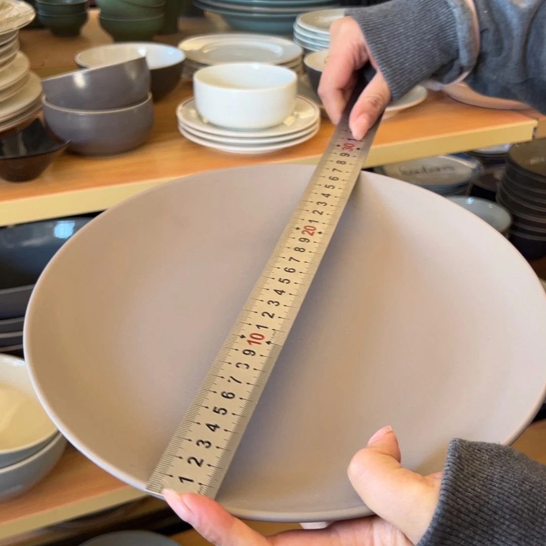 新骨瓷181瑕疵慎拍哑光紫灰色 11寸大平盘 全标