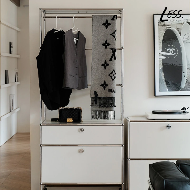less living模块组合衣柜家用卧室落地金属挂衣架抽屉收纳储物柜