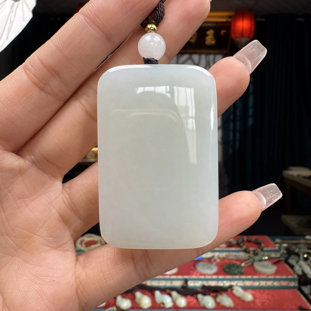 和田玉挂件白玉平安无事牌（33×51×8.6）