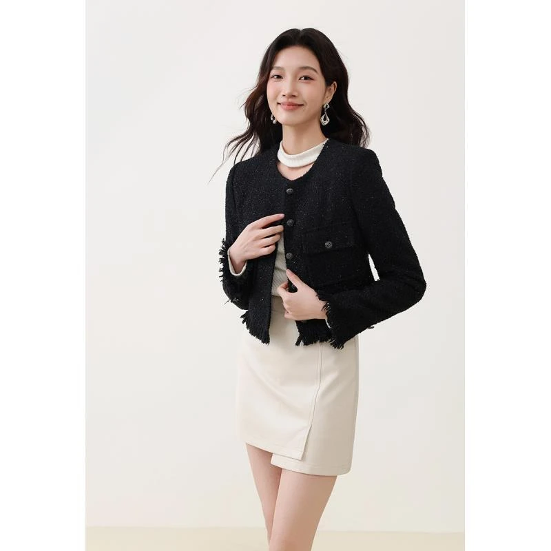 法式长袖常规短外套女秋季见详情春季休闲针织气质YA25148W001