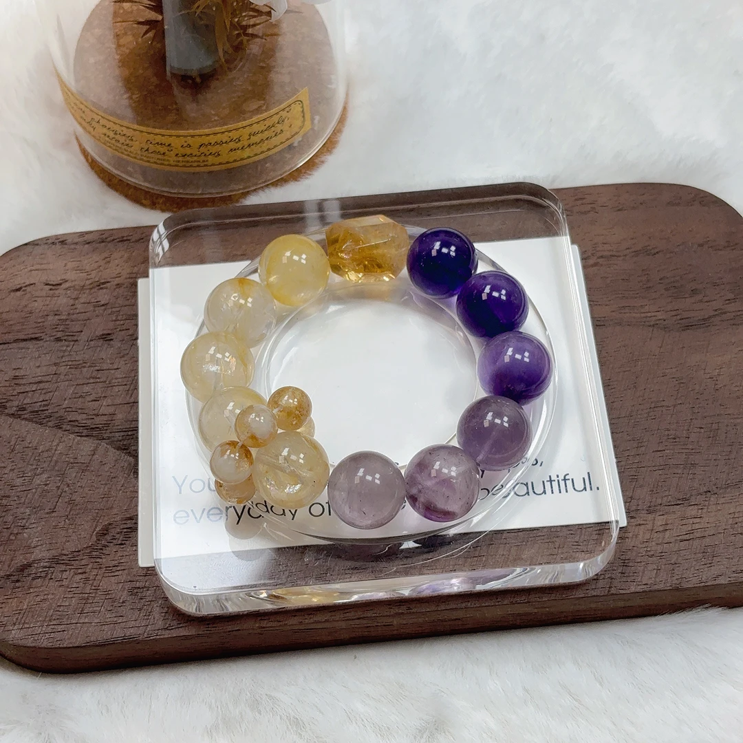 合金手链 【学业事业情绪】紫水晶黄胶花手链原创手串财ZDYSJ00270