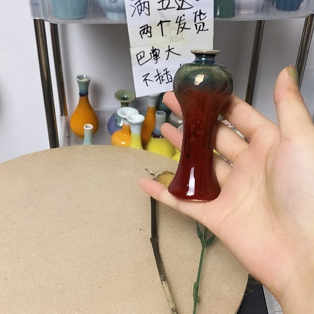 摆件巴掌大不插花景德镇高温陶瓷小花器