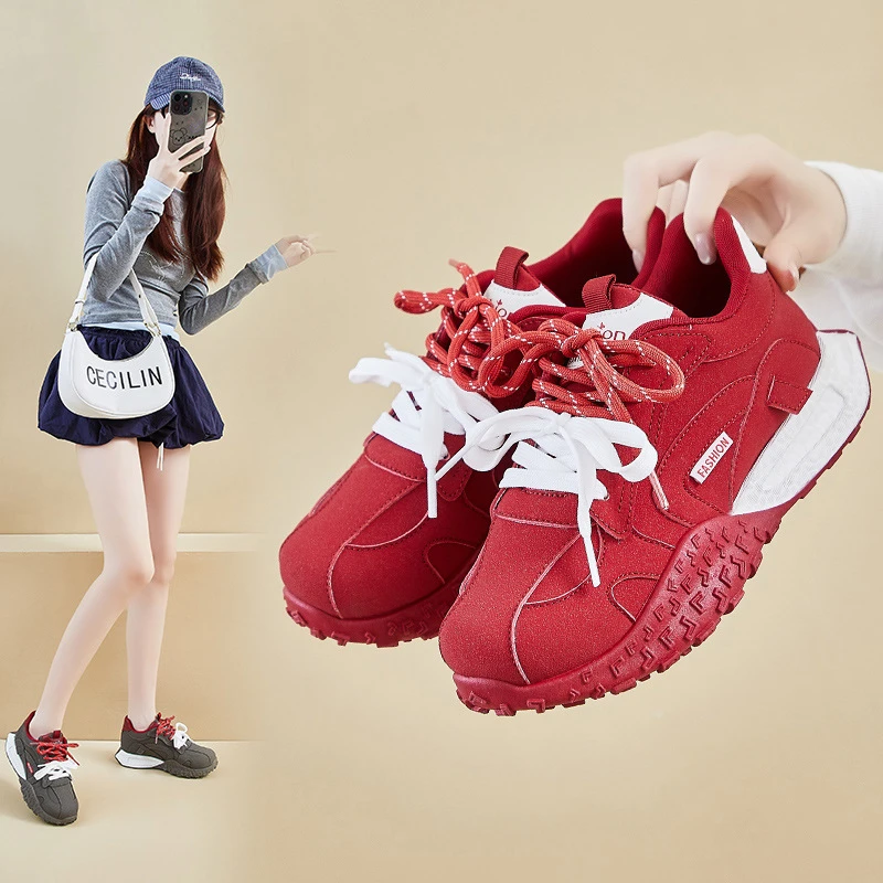 ins韩版新款阿甘鞋女2025秋季学生运动跑步休闲鞋厚底增高RD4326