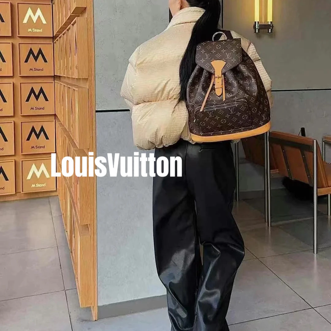 修复品8614055/LouisVuitton/路易威登老花大号双肩包 配皮换新