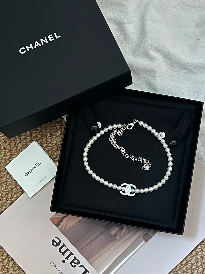 全新未使用 Chanel/香奈儿 chanel25c银色珍珠项链chocker