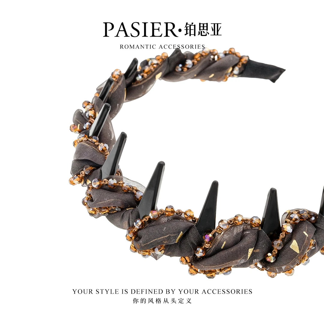 铂思亚 赫本王妃 法式风气质百搭宽边遮白发遮发缝发箍FB2455