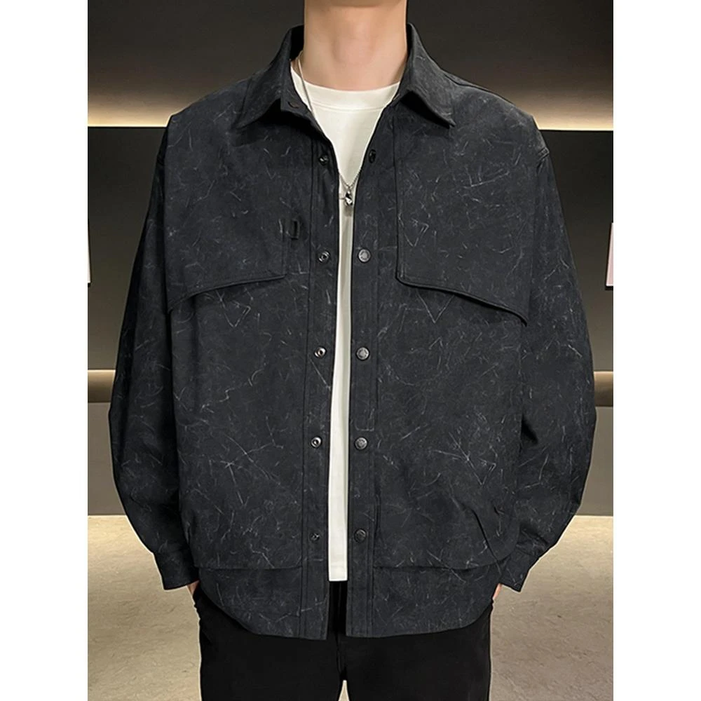 【TQUX港奢男装】秋季上新轻奢设计感男士时尚夹克扎染帅气上衣潮