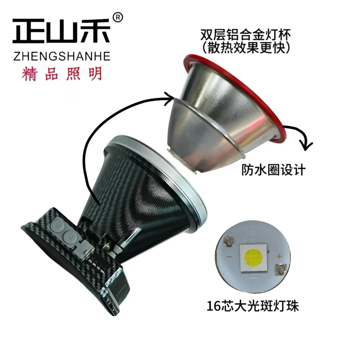 正山禾11款户外上山头灯钓鱼专用头灯锂电池强光充电超亮头戴式灯