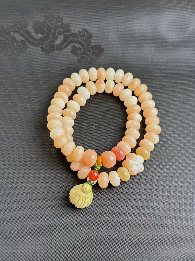 蜜桃粉莲蓬菩提多宝文玩手串新款中式盘玩简古风男女菩提双圈