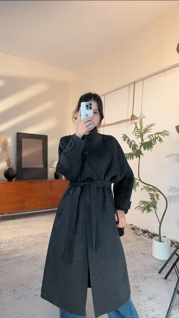 2025新款包包款百搭长款立领毛呢毛呢外套气质少女冬季羊毛大衣
