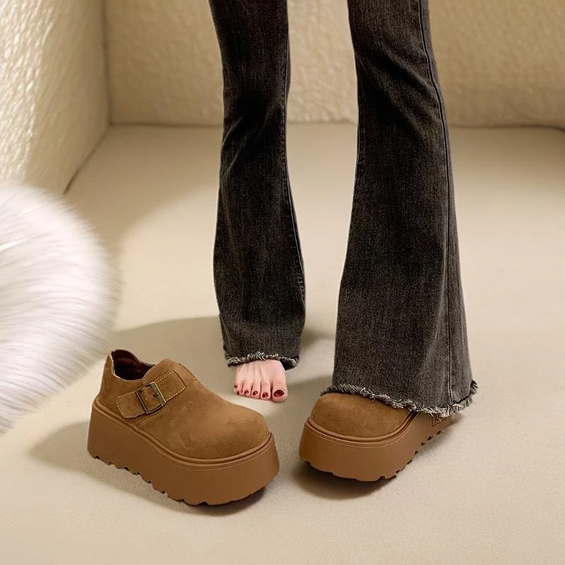 网红超火厚底增高博肯鞋女2025秋冬新款时尚休闲小个子单鞋配裙子