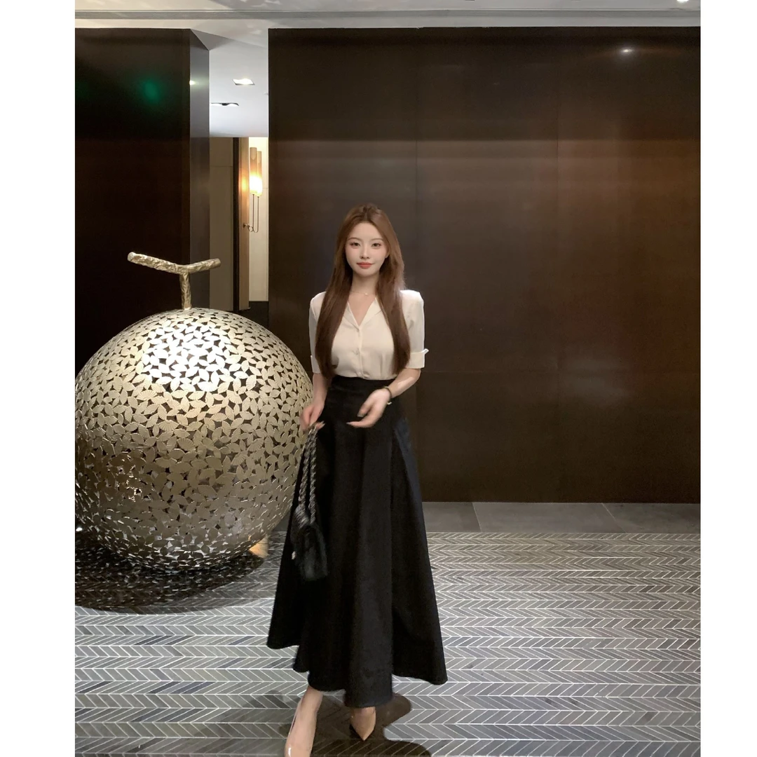 SZA【星光流影】夏季新款通勤高级感气质百搭V领衬衫上衣A-1898