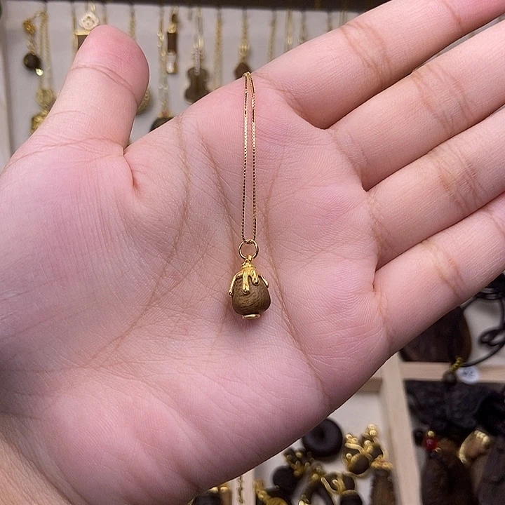 木质吊坠925银蜜罐