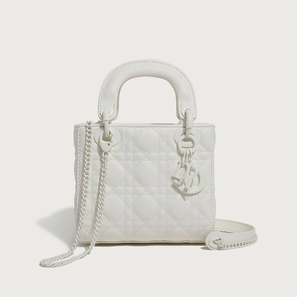 【丹姐】真皮时尚女包百搭手提包单肩斜挎-1173小号磨砂白