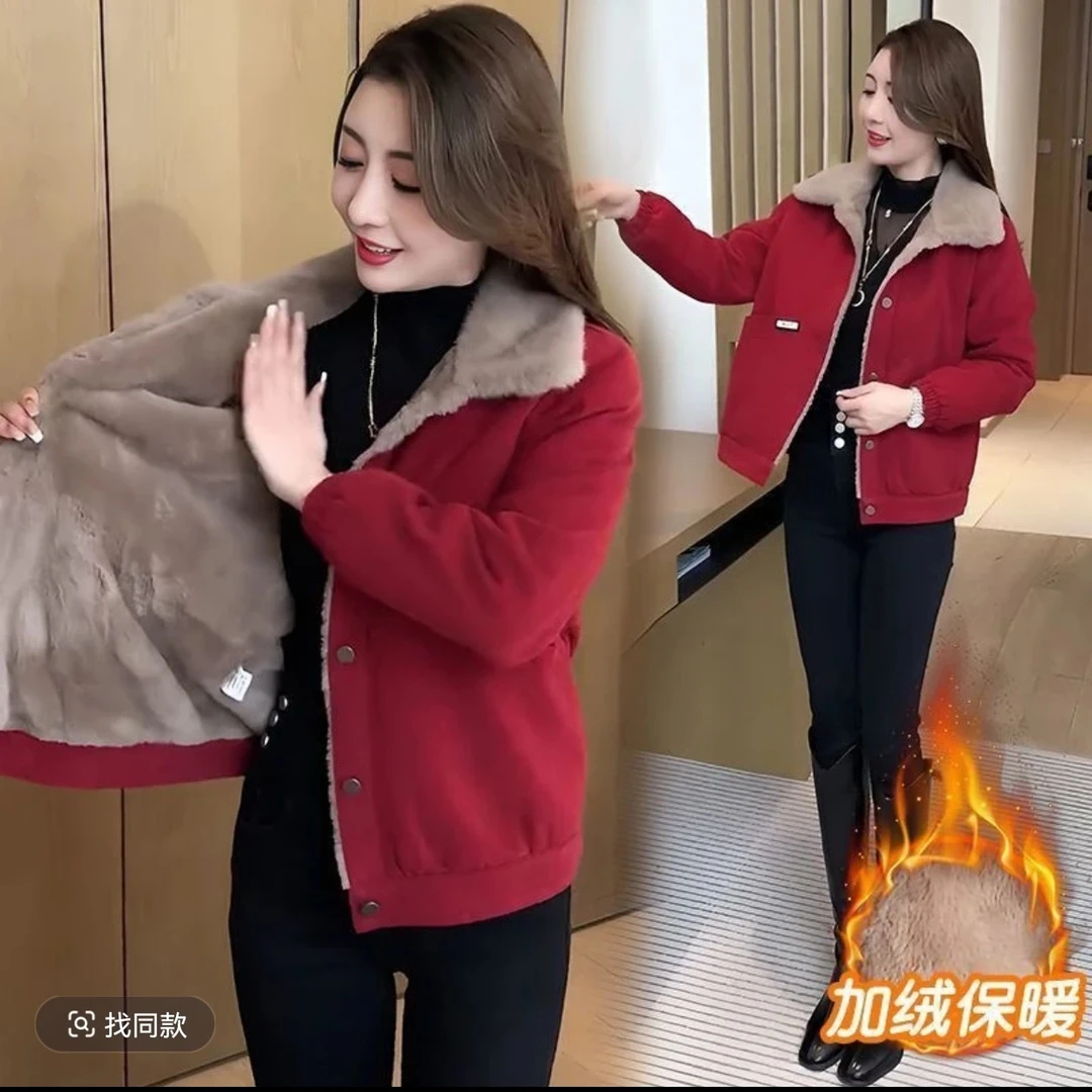 2025年中年妈妈外套女秋冬款洋气休闲显瘦保暖加绒加厚外上衣