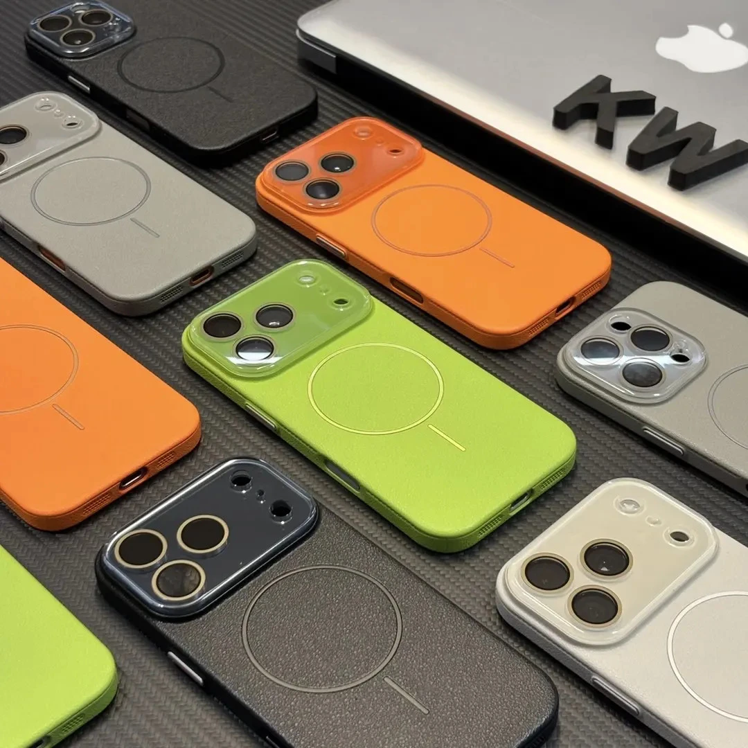 荔枝纹带镜头膜适用苹果17/16promax磁吸手机壳14/13/15硬套新款