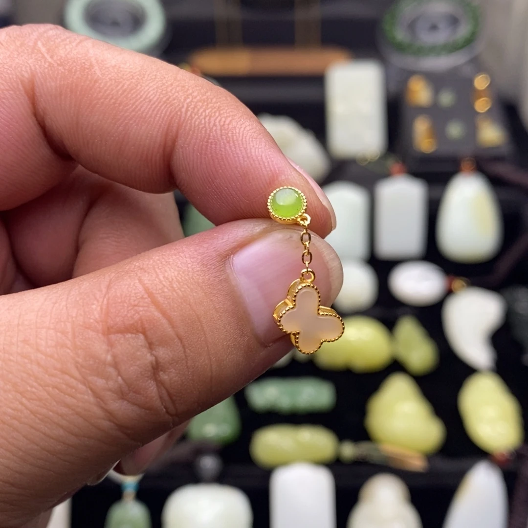 呆***喵和田玉银S925镶嵌挂件