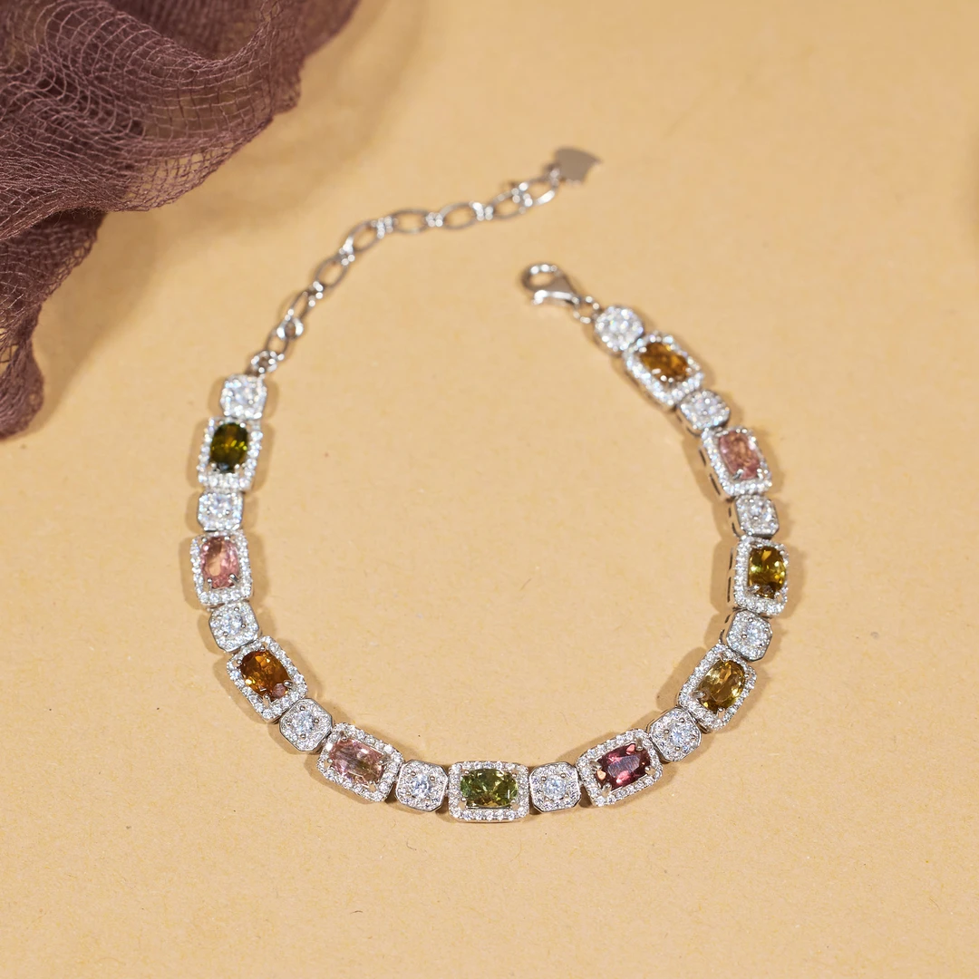 【玉峰珠宝丨安娜严选】碧玺手链S925银【W1389】多样性发一