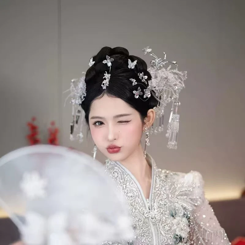 银色羽毛古装头饰超值新娘饰品