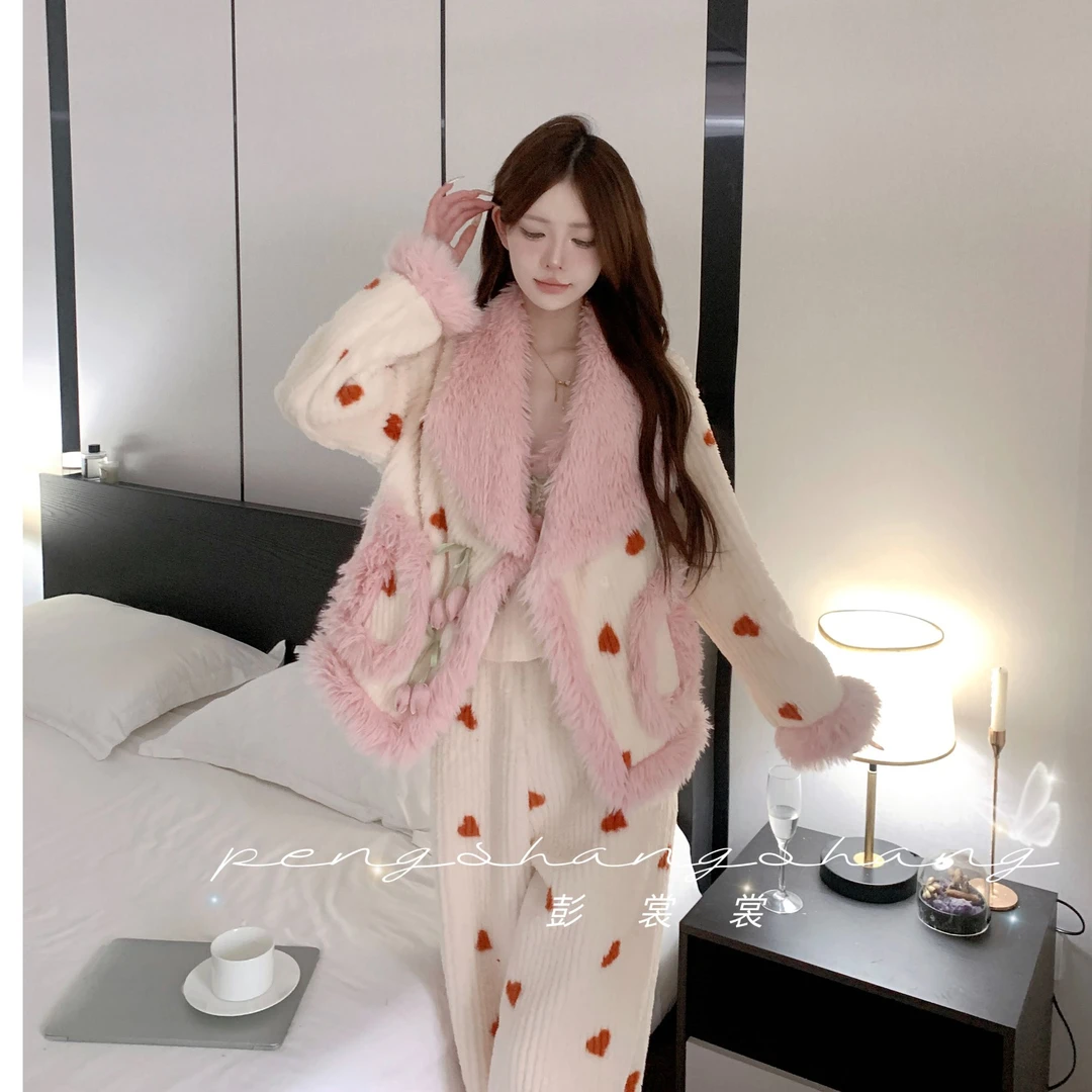 彭裳裳【郁香芳菲】冬装上新加厚女士睡衣套装百搭舒适居家服可外穿
