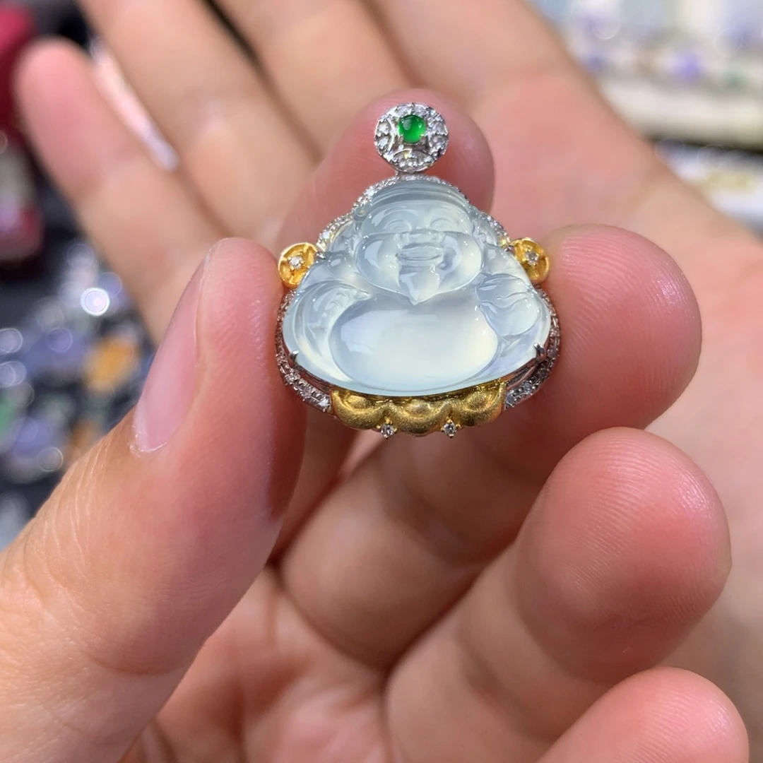 翡翠18K金镶嵌吊坠(不含链)签收后48小时鉴赏期