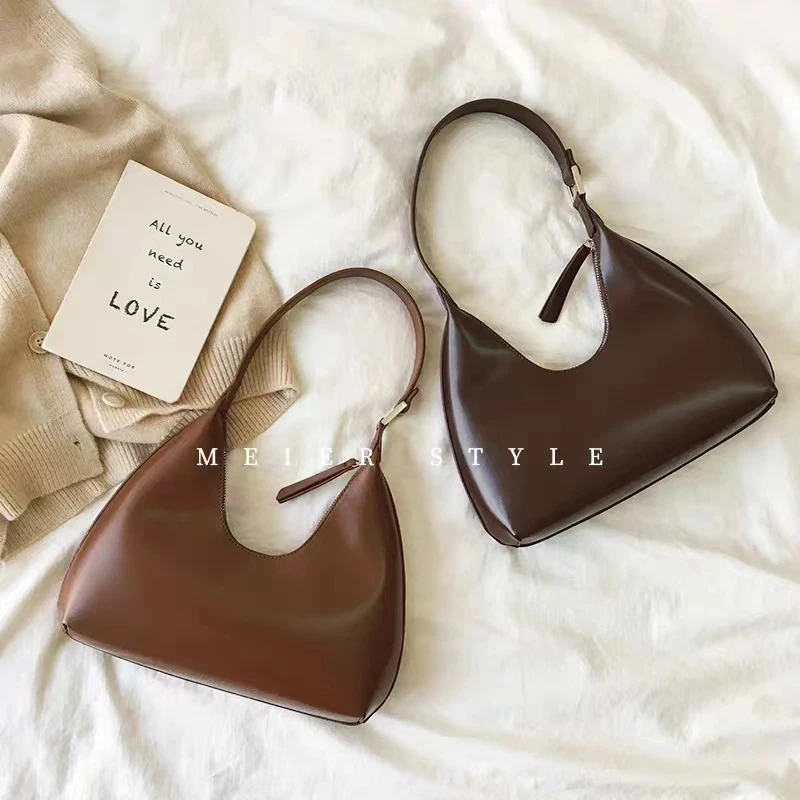 2025新款复古简约腋下包气质月牙包百搭单肩包质感法棍包