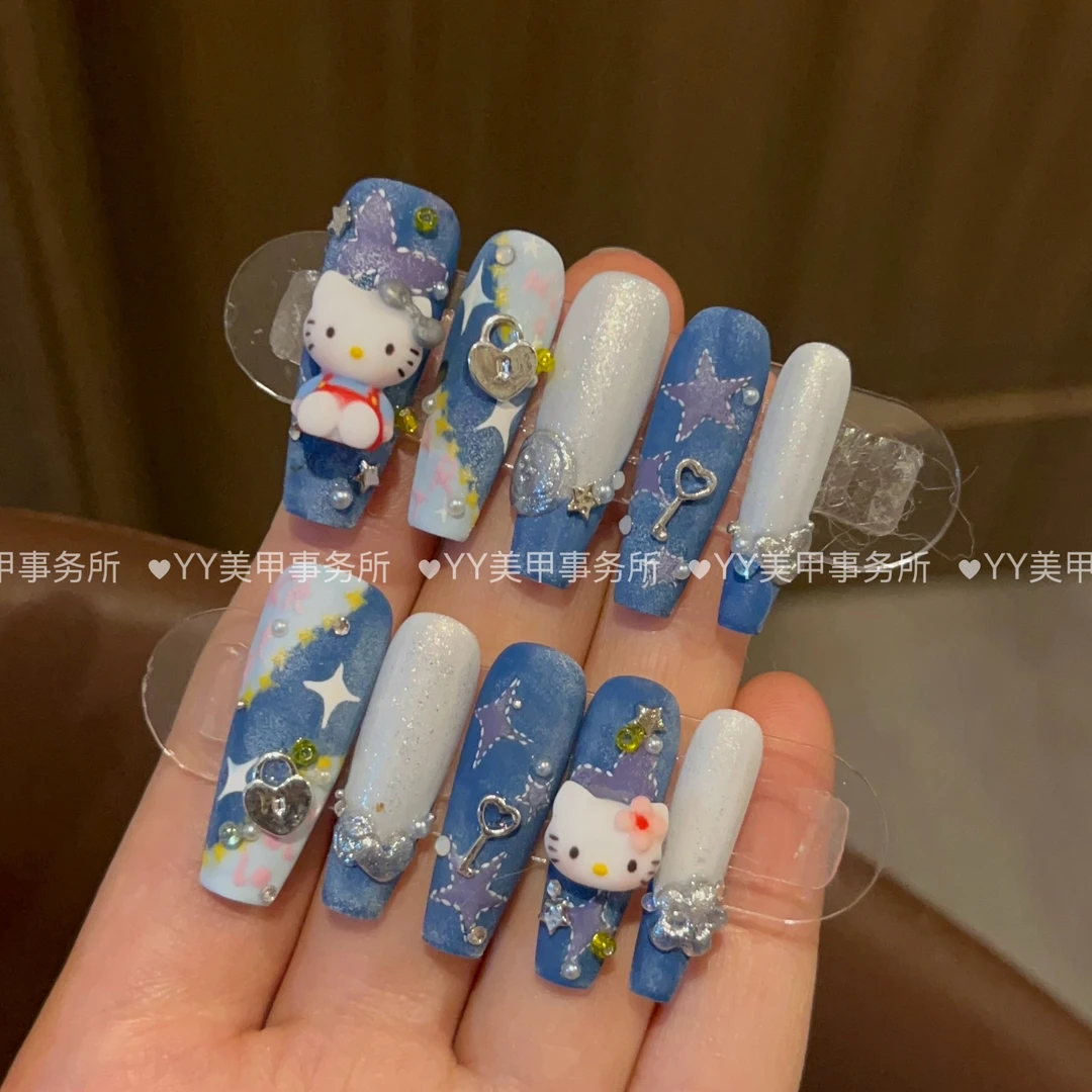 牛仔Kitty 80  下单后联系客服改发货时间否则无法制作手工穿戴甲