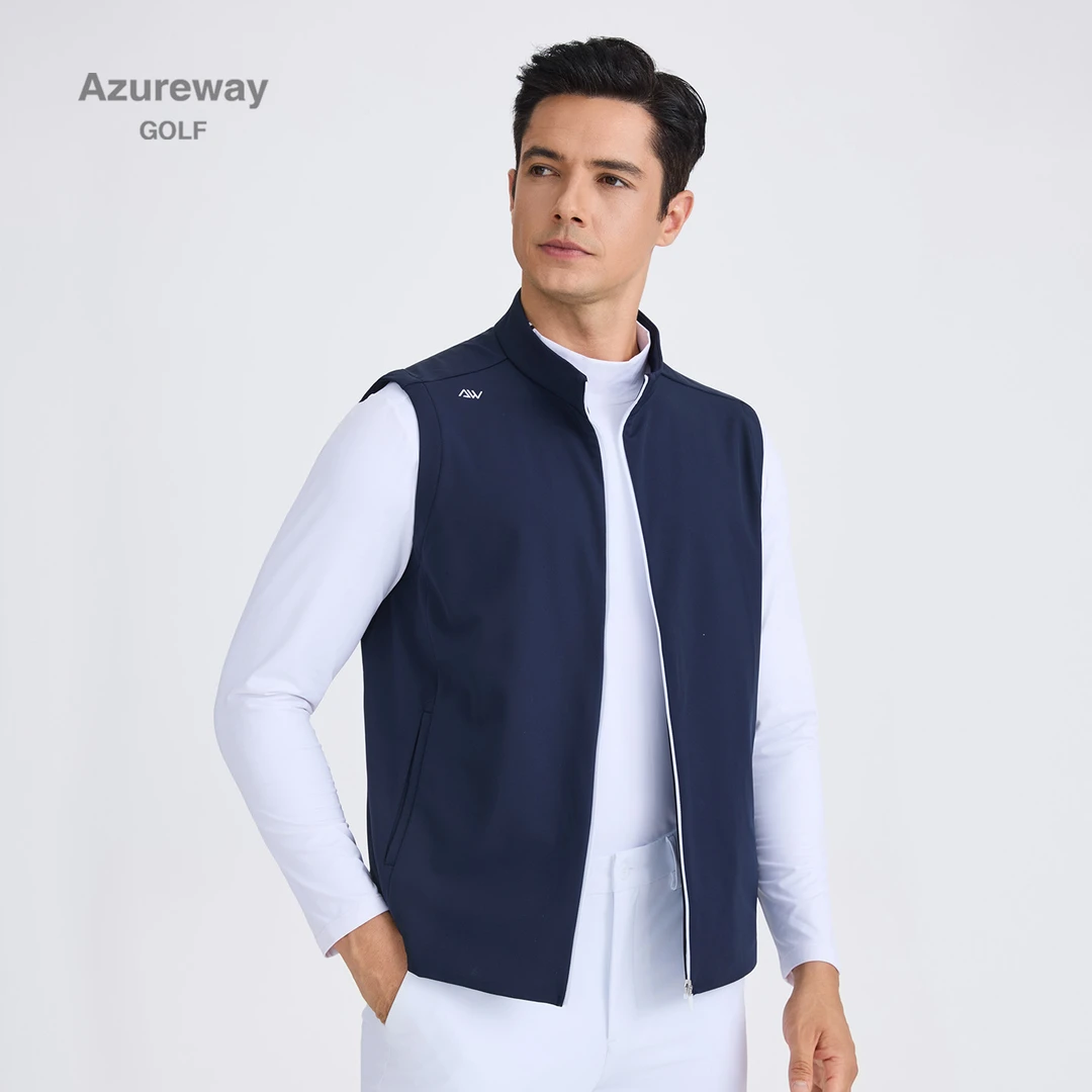 乐为25808新款高尔夫男士马甲秋冬保暖防风防水运动外套背心男装