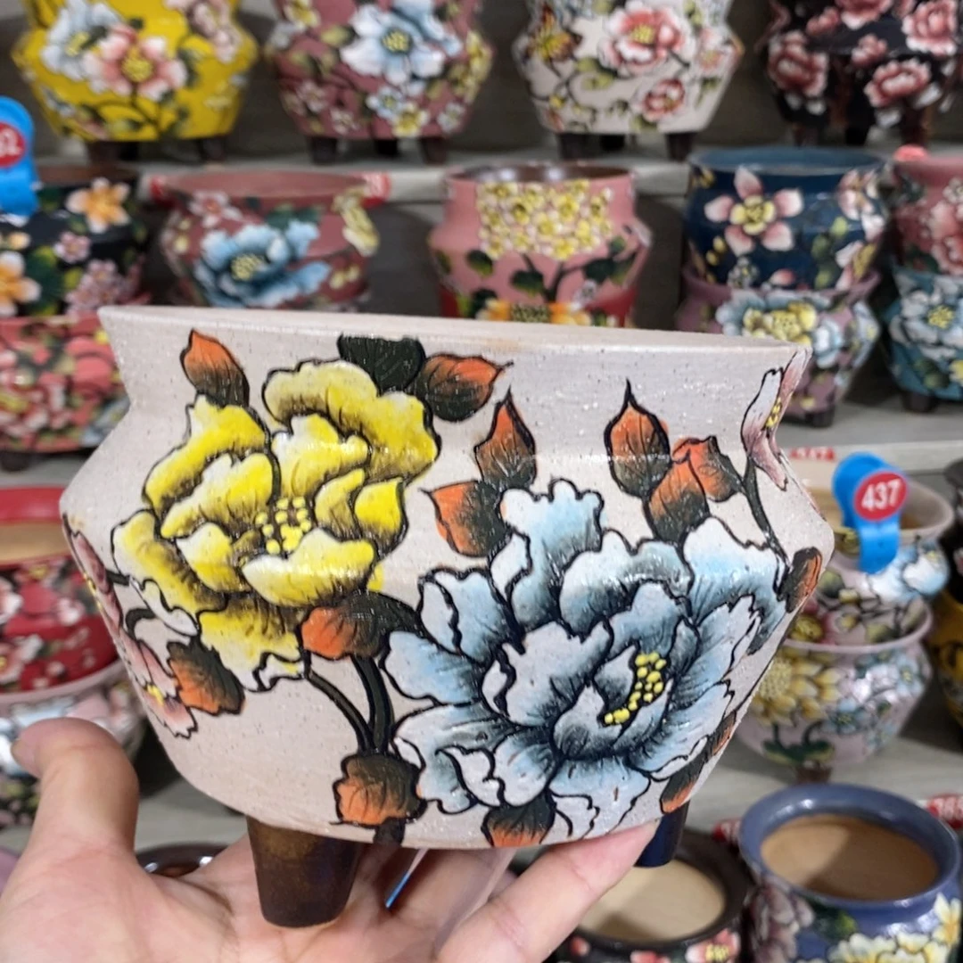 景德镇精品暮年复古花盆15/12