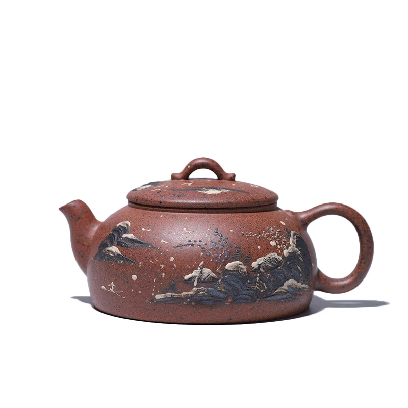 大吉羊柴烧 宜兴紫砂壶茶壶 原矿铁砂泥半古（彩绘）160ml庄泽明