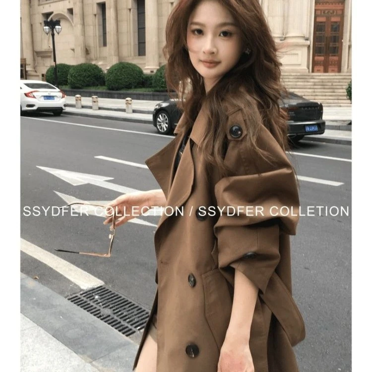 韩版小众翻领气质风衣女2025秋季流行单品新款外套时尚设计感大衣