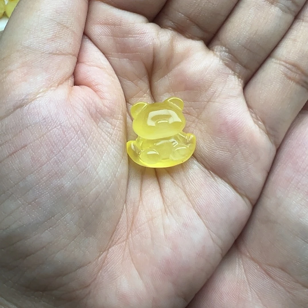 琥珀未镶嵌珠宝奇石月亮小熊打孔不退换