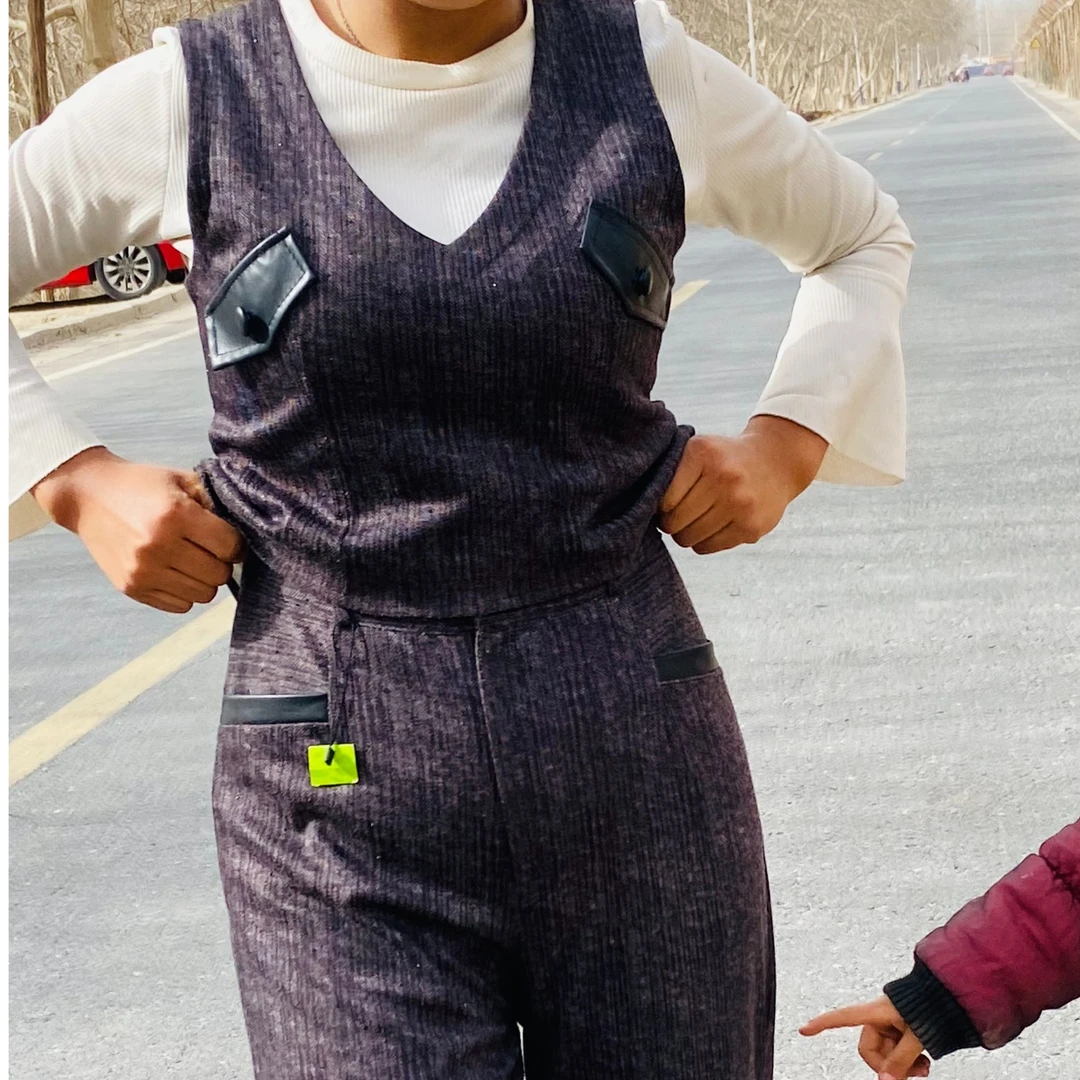 时尚套装女秋季新款棉装马甲外套打底衫阔腿裤气质二件套修身修身
