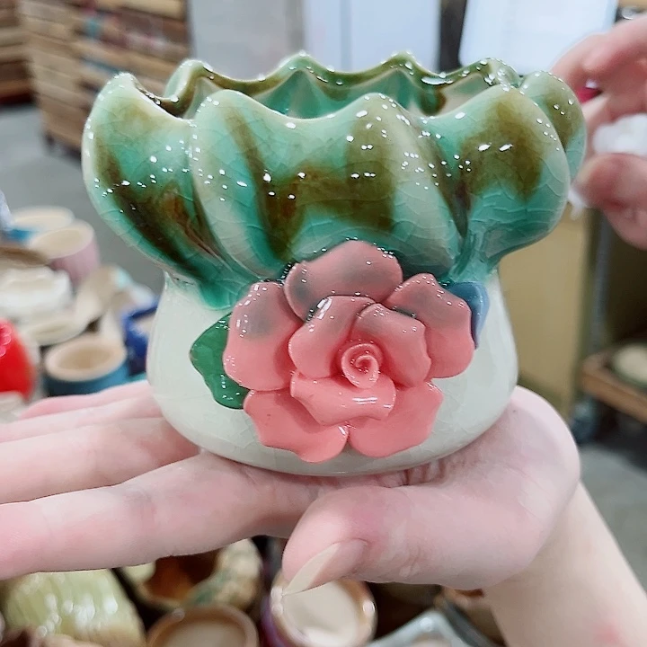 有孔.凑单10元陶瓷花盆发货！