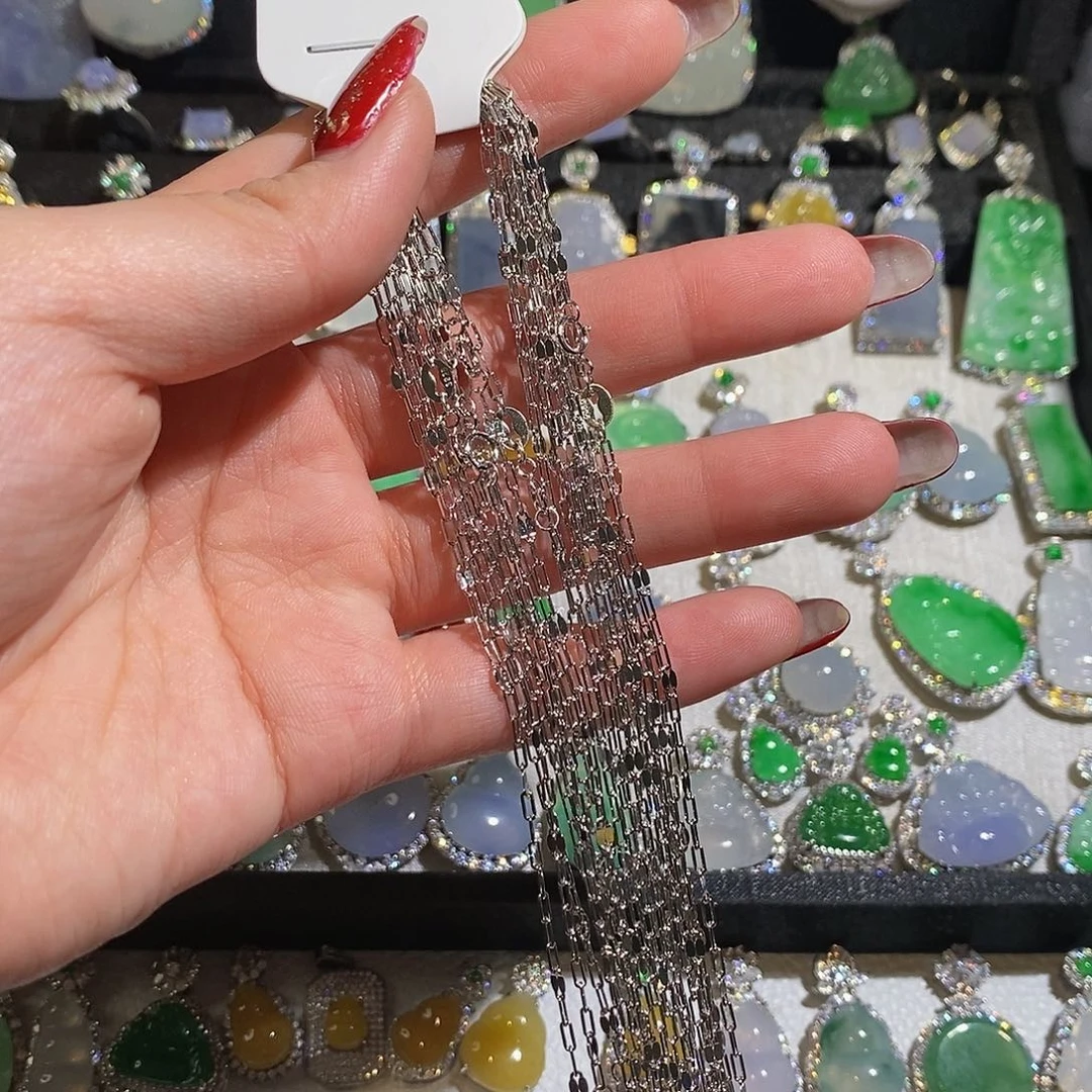 翡翠颈饰银S925镶嵌清*心天然翡翠